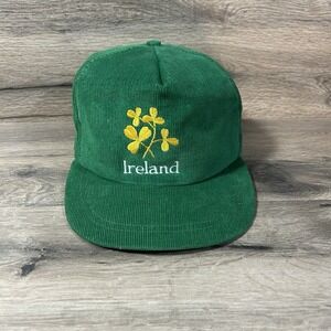 Vintage Corduroy Ireland Hat Snapback Green Adjustable
